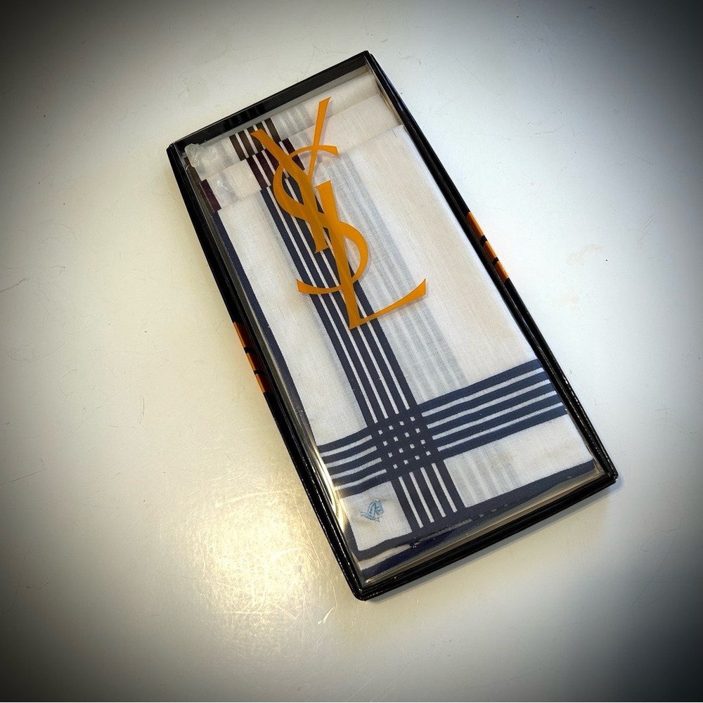 Yves Saint Laurent Men's Handkerchief Trio Never Used, Still in Box